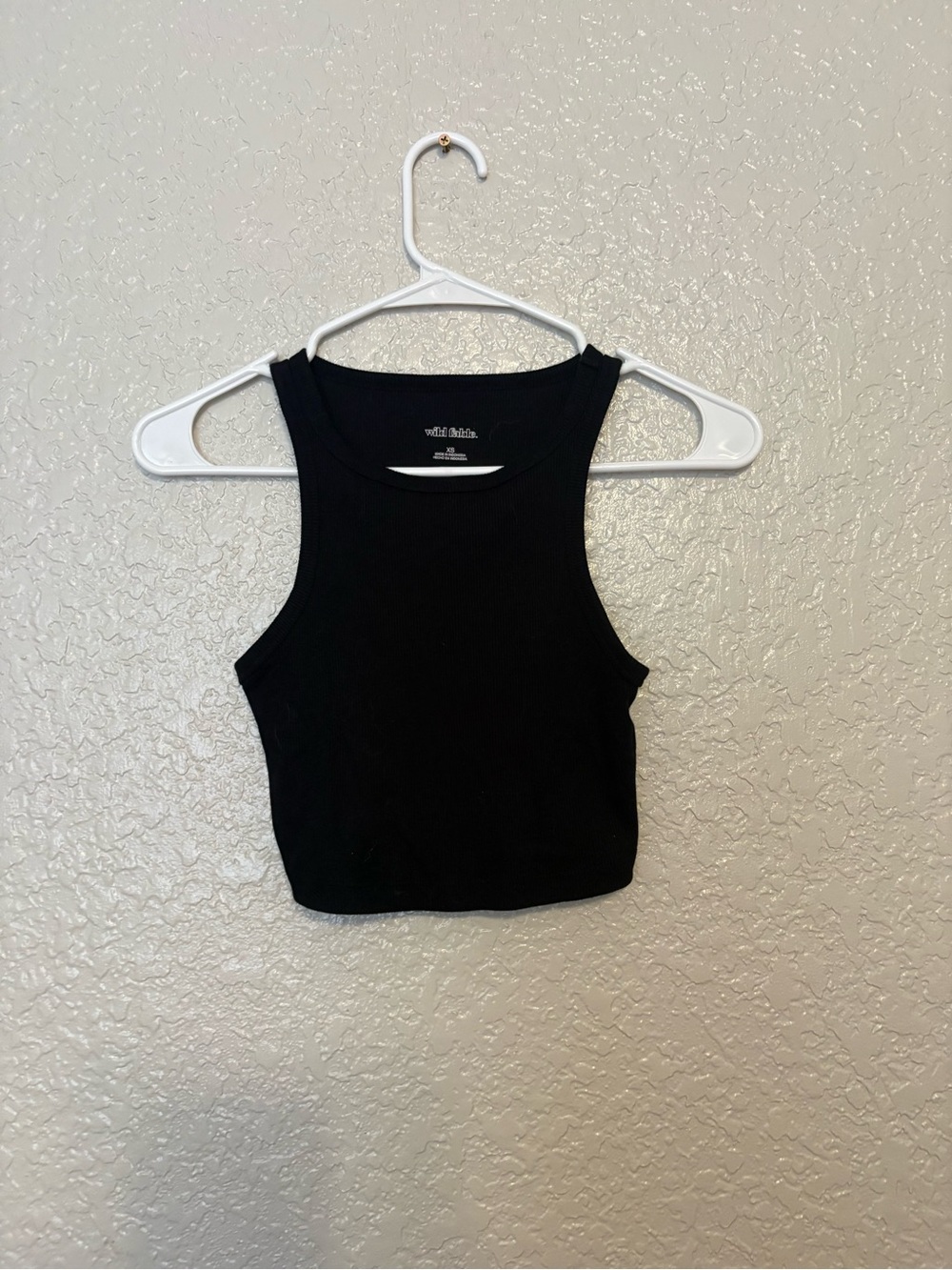 wild fable Black Ribbed High-Neck Crop Tank